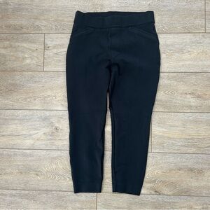 Spanx Pullon Black Pants Calf Length Slimming Smoothing Sz Large Career Travel